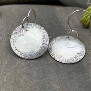 Etched Sterling Silver Heart Earrings