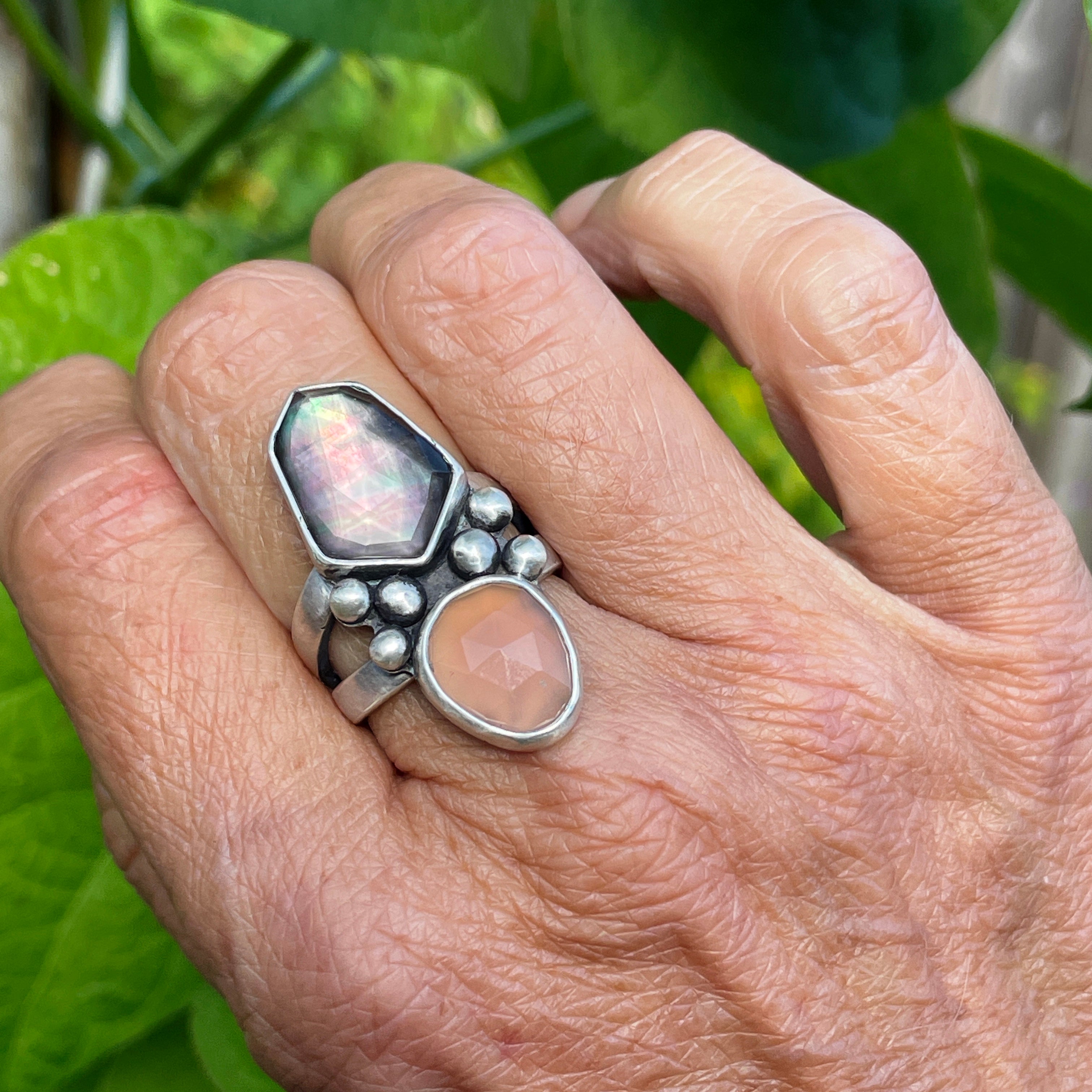 Mother of Pearl/Rose Quartz Ring ~ Size 7.5