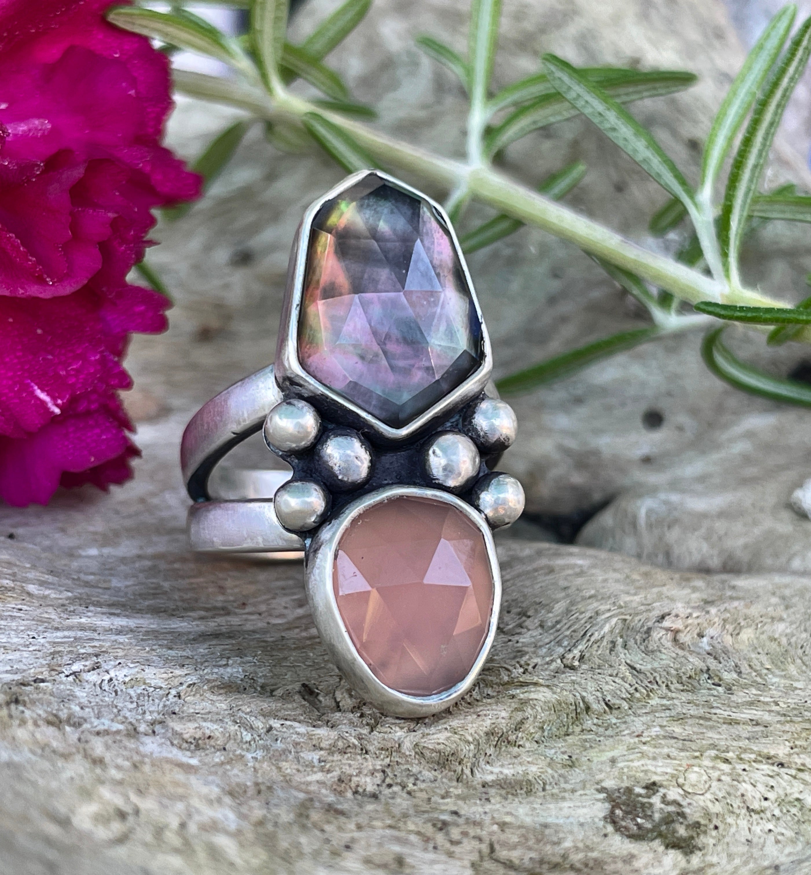 Mother of Pearl/Rose Quartz Ring ~ Size 7.5