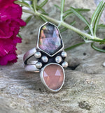 Mother of Pearl/Rose Quartz Ring ~ Size 7.5