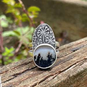 Dendritic Agate Ring ~ Size 8.75