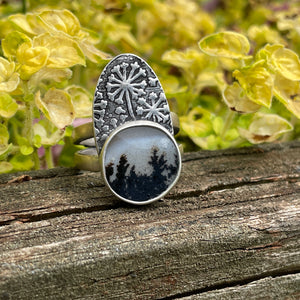 Dendritic Agate Ring ~ Size 8.75