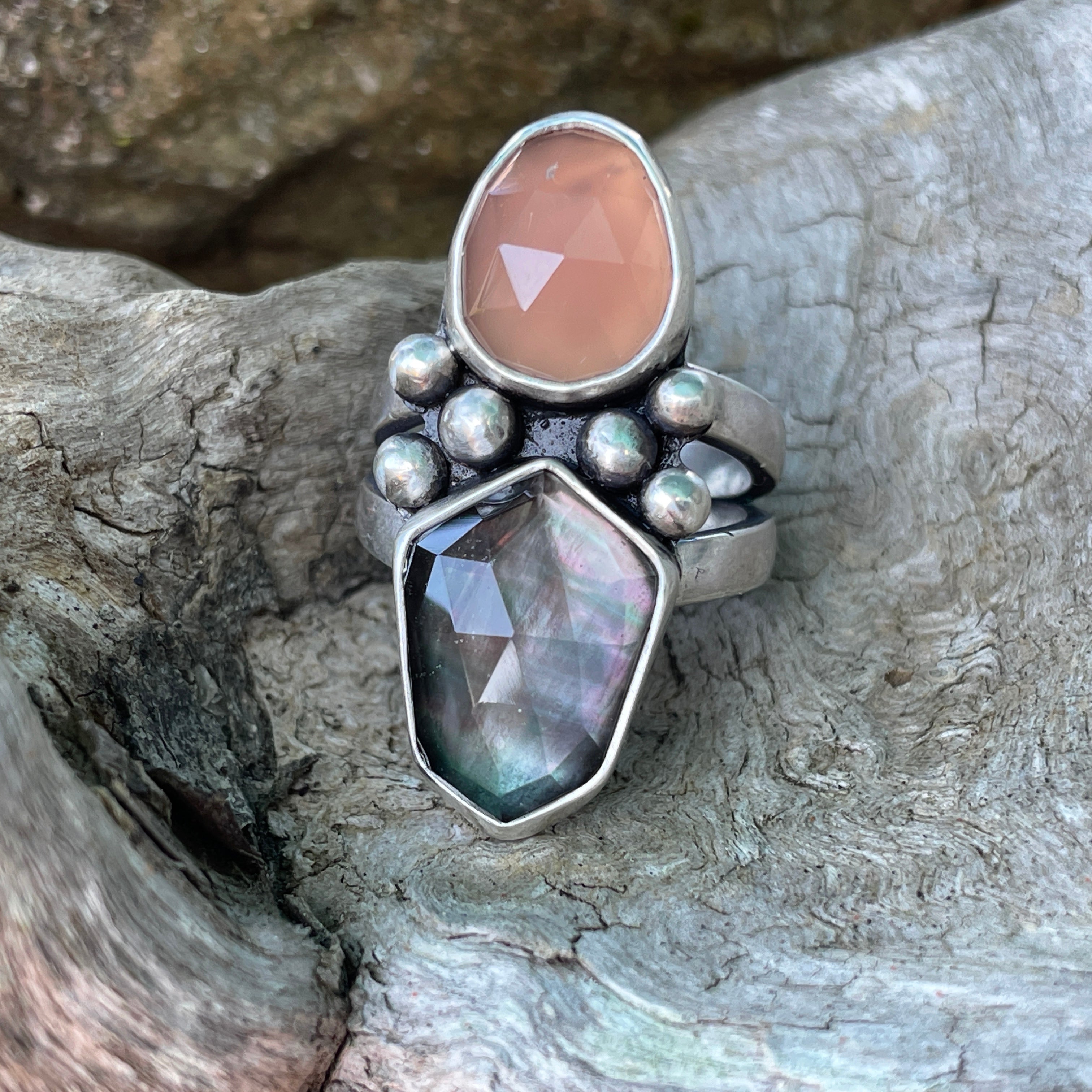 Mother of Pearl/Rose Quartz Ring ~ Size 7.5