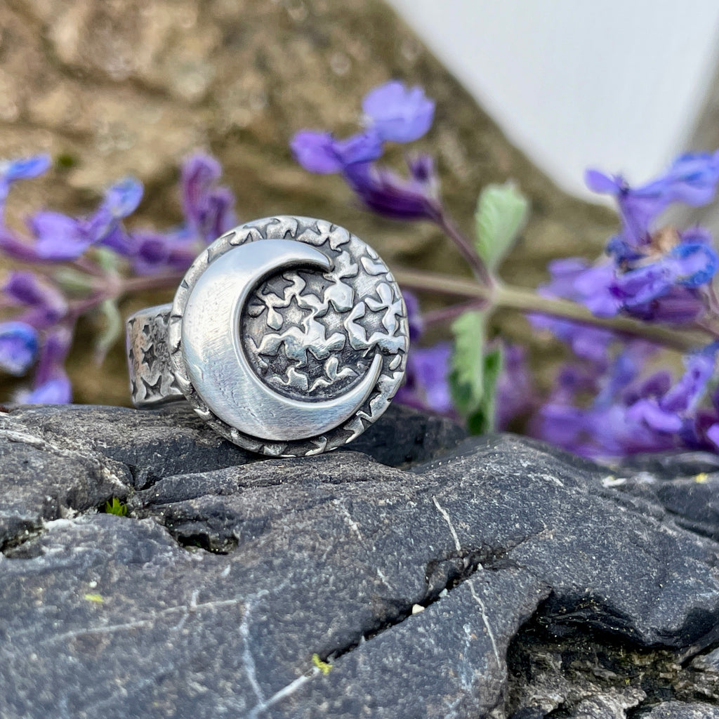 Silver Moon and Stars Ring ~ Size 7