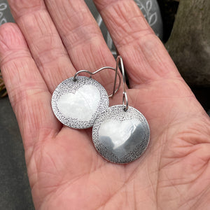 Etched Sterling Silver Heart Earrings