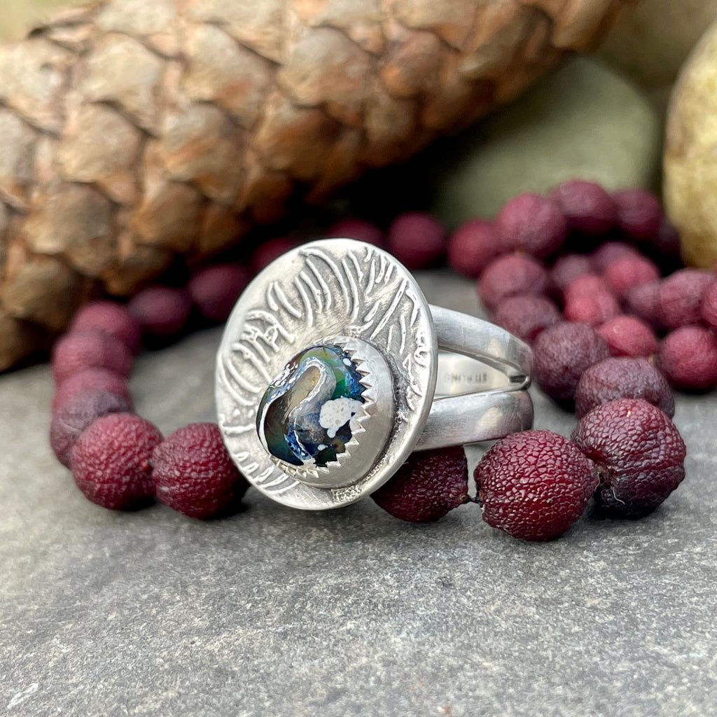 Opal Feather Ring ~ Size 6.5